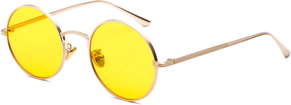Ronde zonnebril dames heren vintage hippie goud