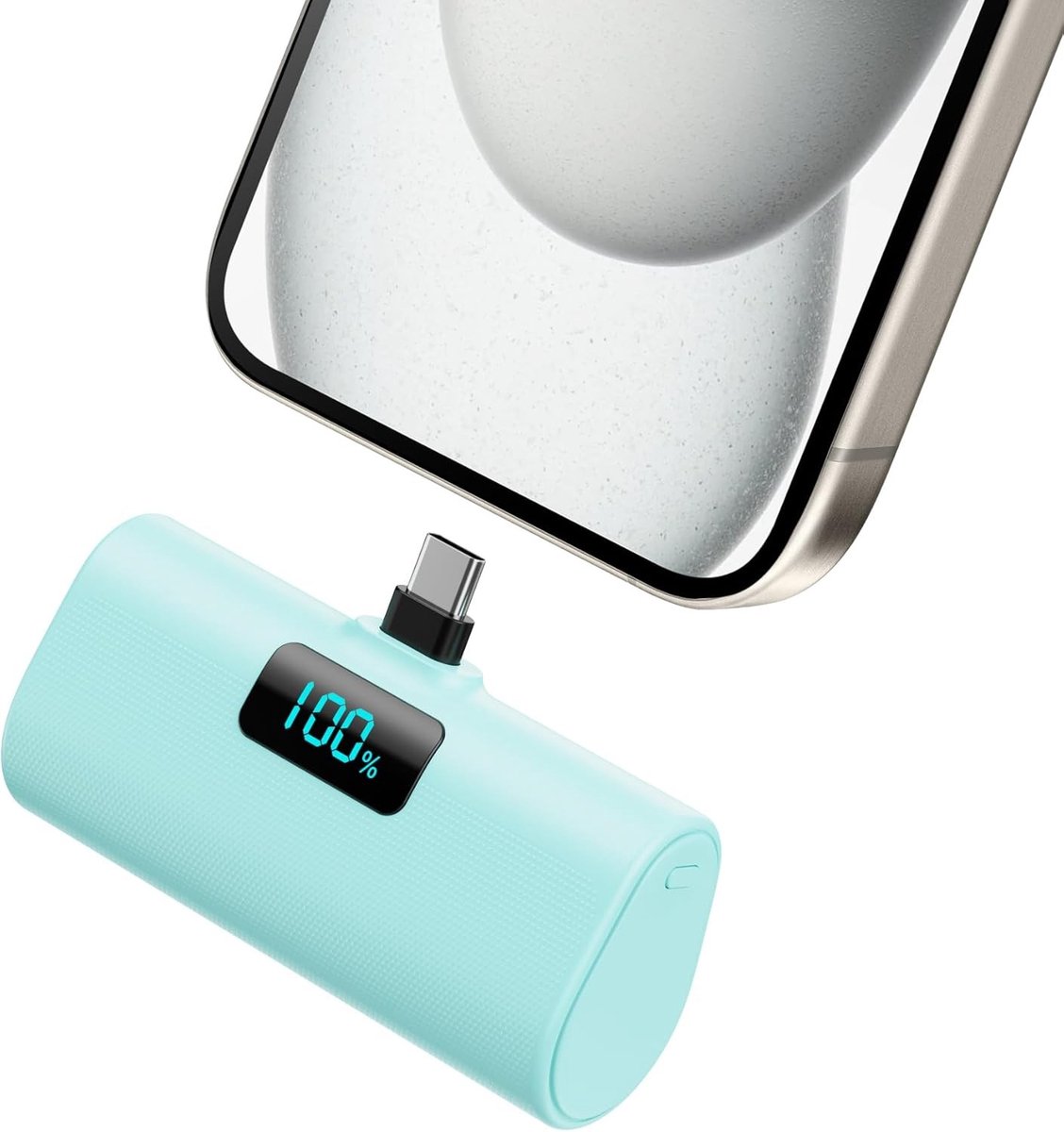 Kleine 5200 mAh Powerbank met USB C PD, Compacte Externe Batterij met LCD Display voor iPhone, Samsung en Huawei Smartphones