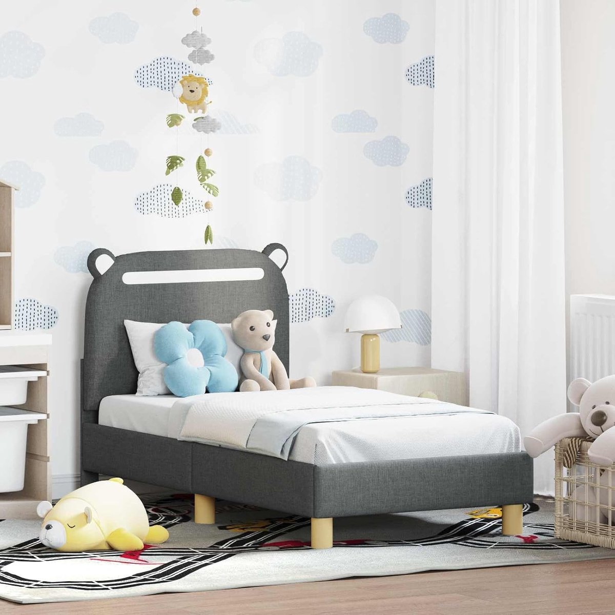 Opbergbedframe met hoofdbord Modern Donkergrijs 70x140cm