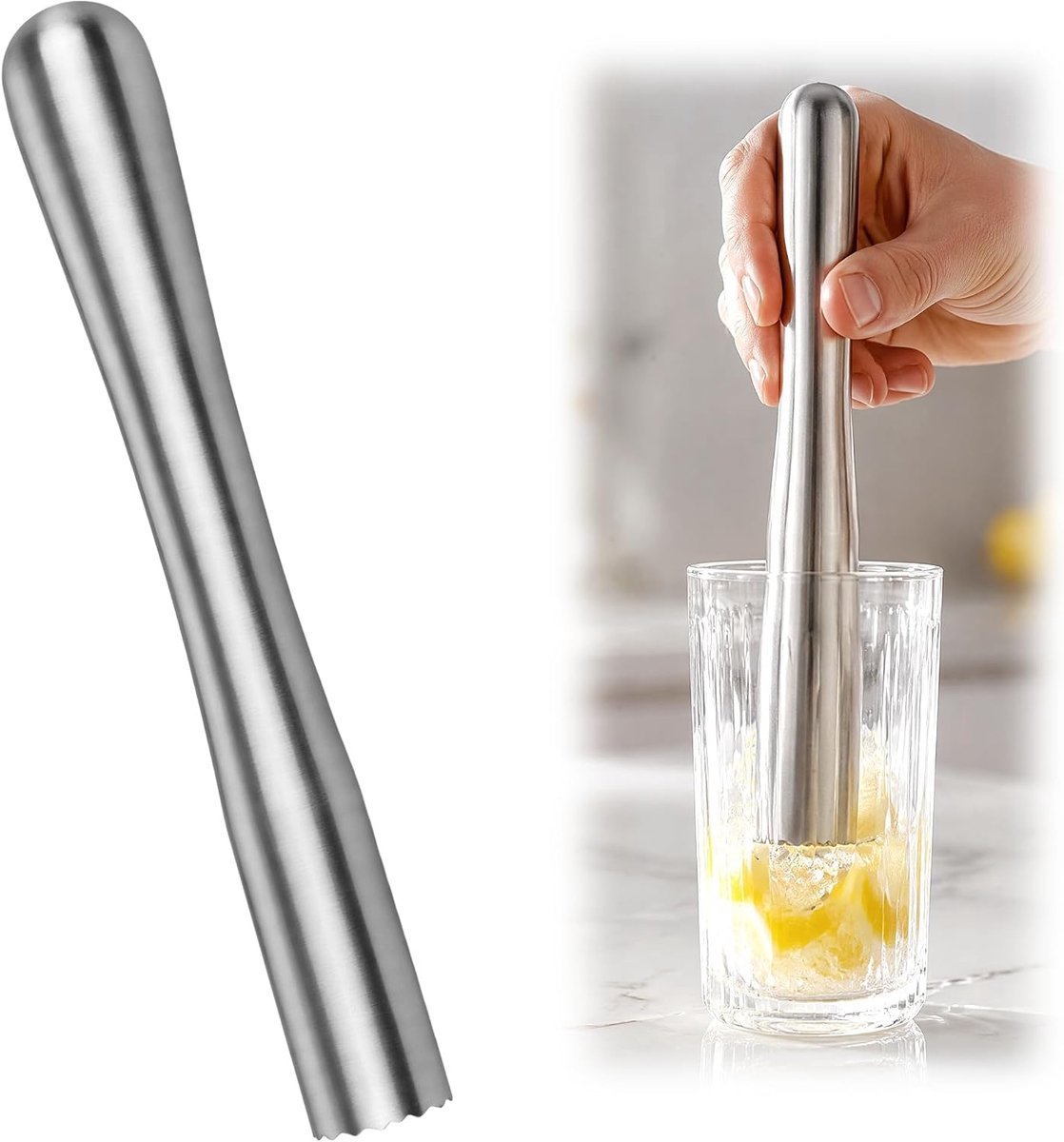 Staal Cocktail Stamper, 22,5 cm Professionele Cocktail Masher