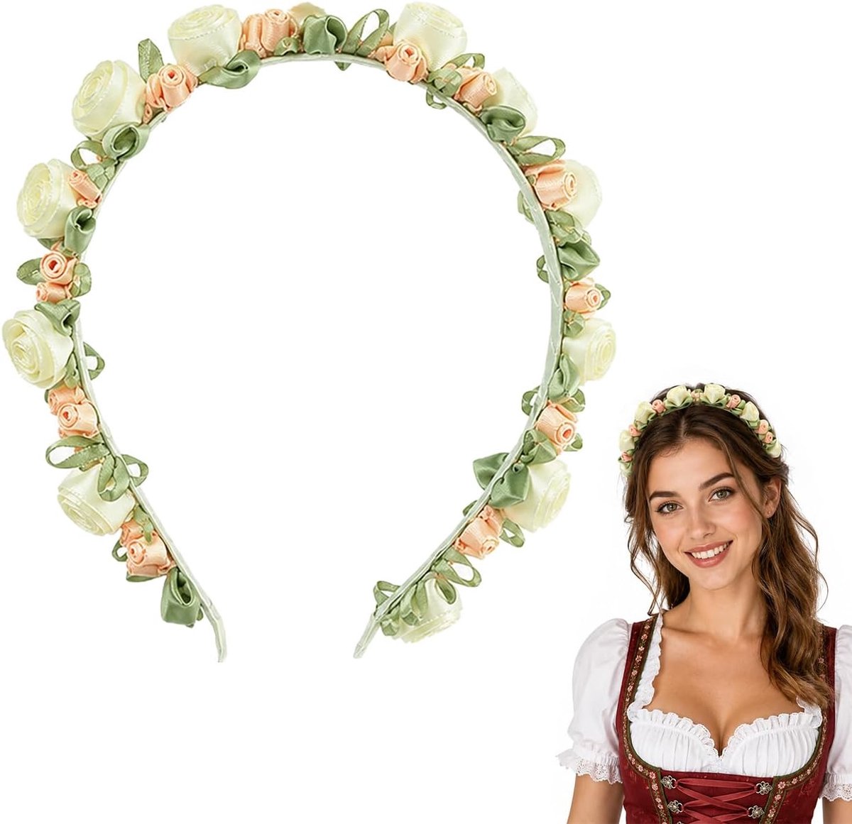 Bloemen haarband, haarband Oktoberfest, Beierse klederdracht, haarsieraad, dirndl bloemenkrans, haarband, dirndls haarband, voor meisjes, bierfeest, klederdracht, dirndl-accessoires
