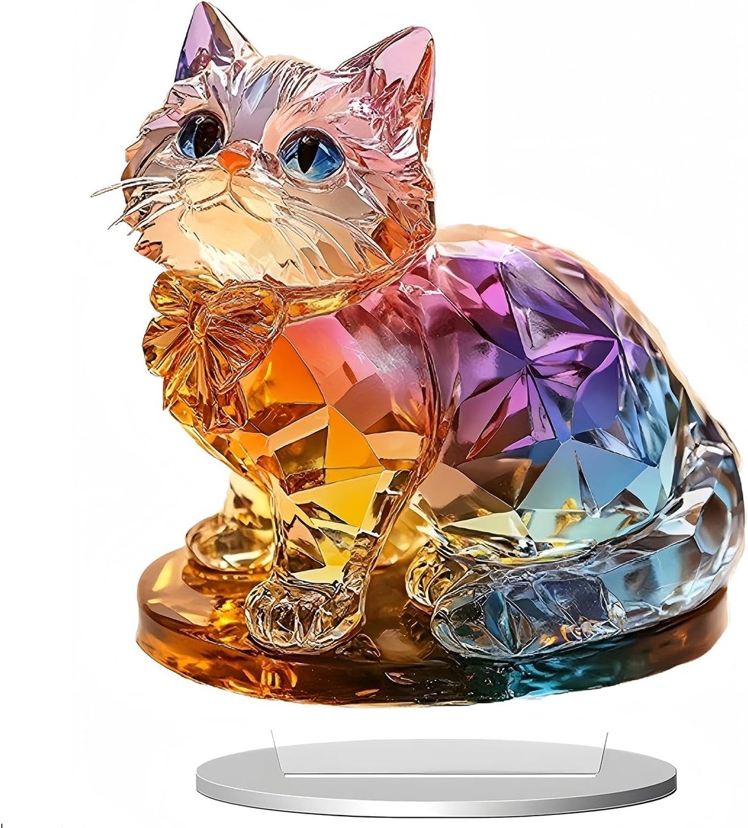 2D acryl kattenhanger, regenboogkristal, kattendecoratie, plastic platte hanger, desktop, huis, woning, schattige decoratie, geschenken