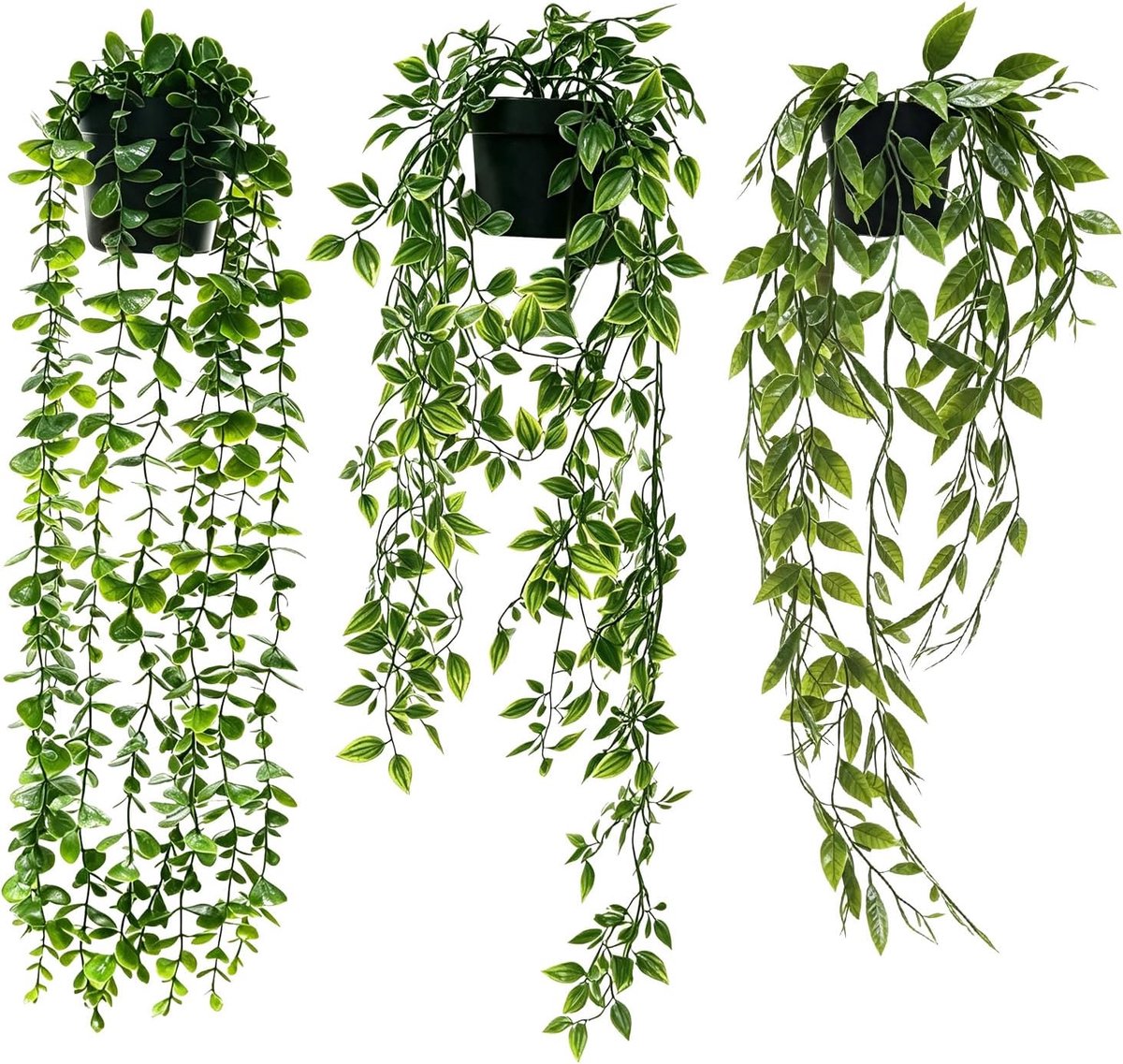 3 stuks Hangplant Kunstmatig met Potten, 56-80CM Nepplant