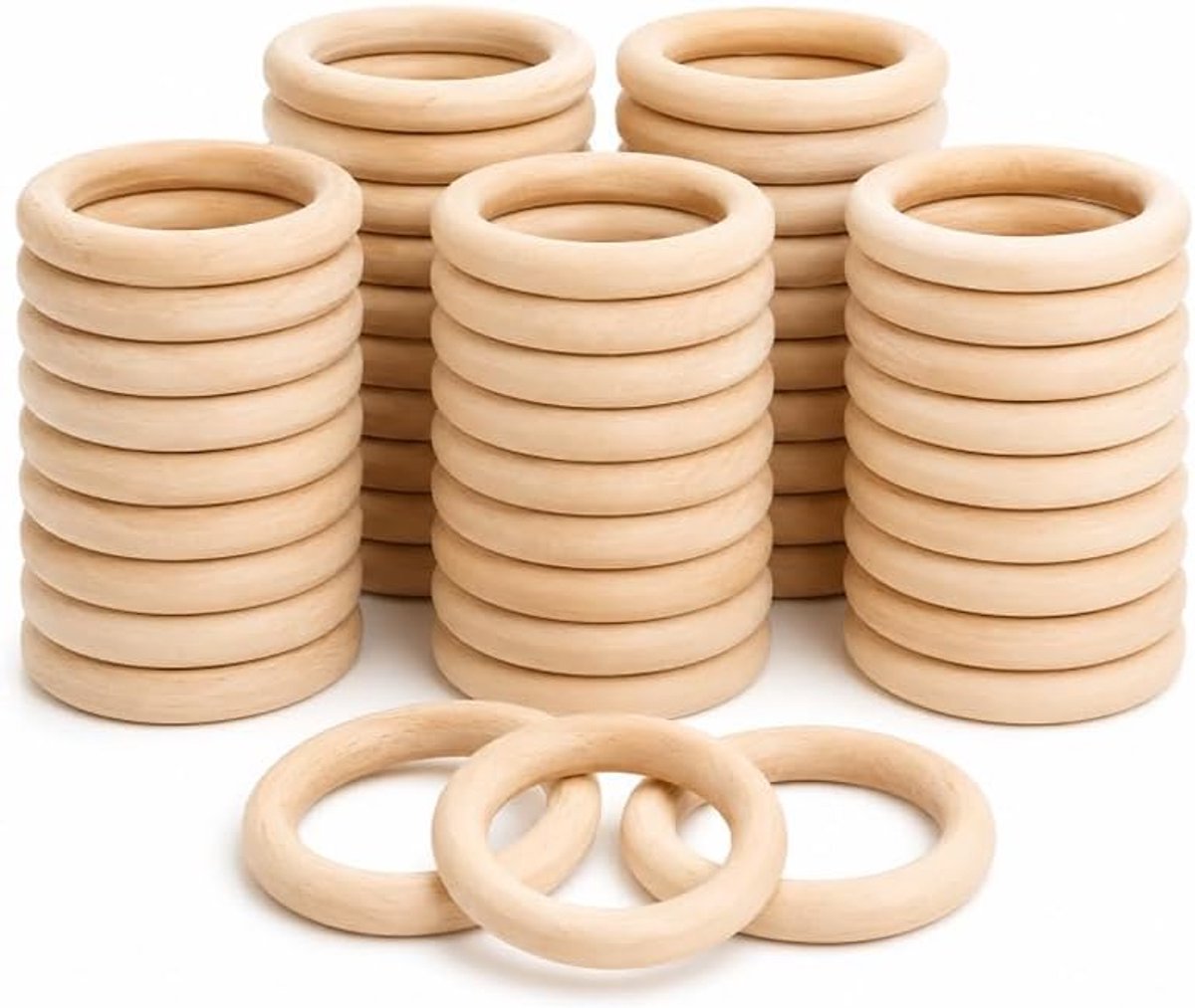 Ringen van natuurlijk hout, 30 x 18 x 6 mm, onafgewerkt (20 x 10 x 5 mm)