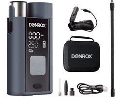 Donrox A924 Compressor Bandenpomp Fiets tot Camper - 12V en Verwisselbare Batterij