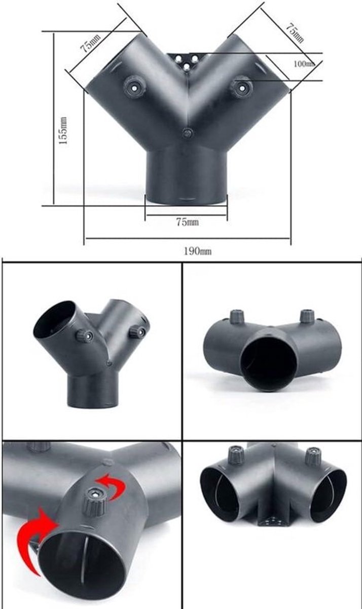 Uitlaatventiel met ventilatiekanaal voor dieselstandverwarming, accessoires - 60 mm Y-type T-luchtuitlaatbocht voor luchtuitlaat en ontluchting.