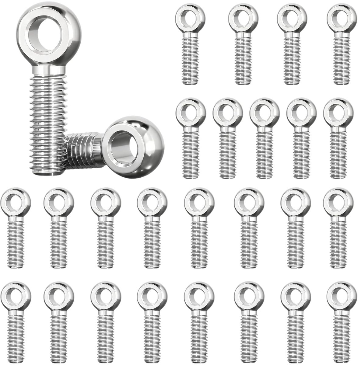 Oogbouten 25 stuks, 304 roestvrij stalen oogschroeven, ringmoer, ring, schroef, oogbouten M6 voor autoproductie, ventielen, buizen