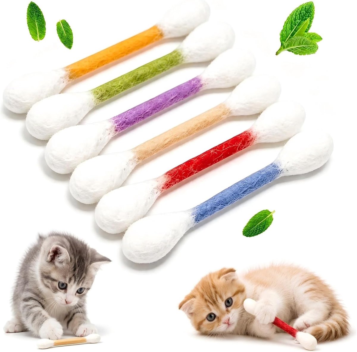 6 stuks kattenspeelgoed wattenstaafjes - Q Tip kattenspeelgoed