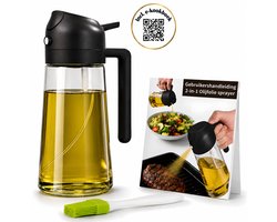 Navazz Olijfolie sprayer - 2-in-1 spray- en schenkfunctie - Glas - Olie sprayer - Olie spray voor koken, grillen en bakken - Oliefles - BBQ Accessoires - Incl. E-kookboek