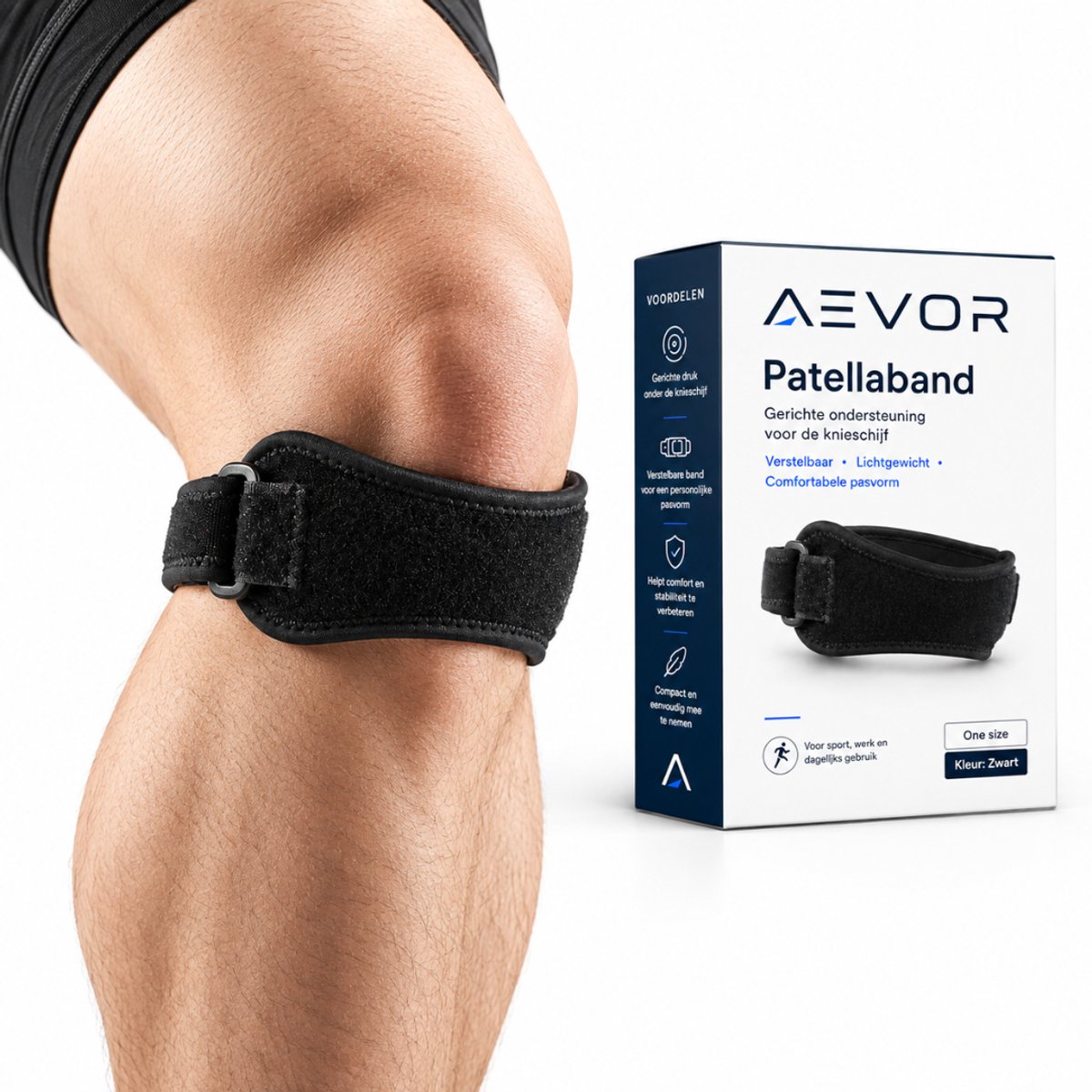 AEVOR® Sports Patellabrace - One size - Universeel - Zwart - Verstelbaar