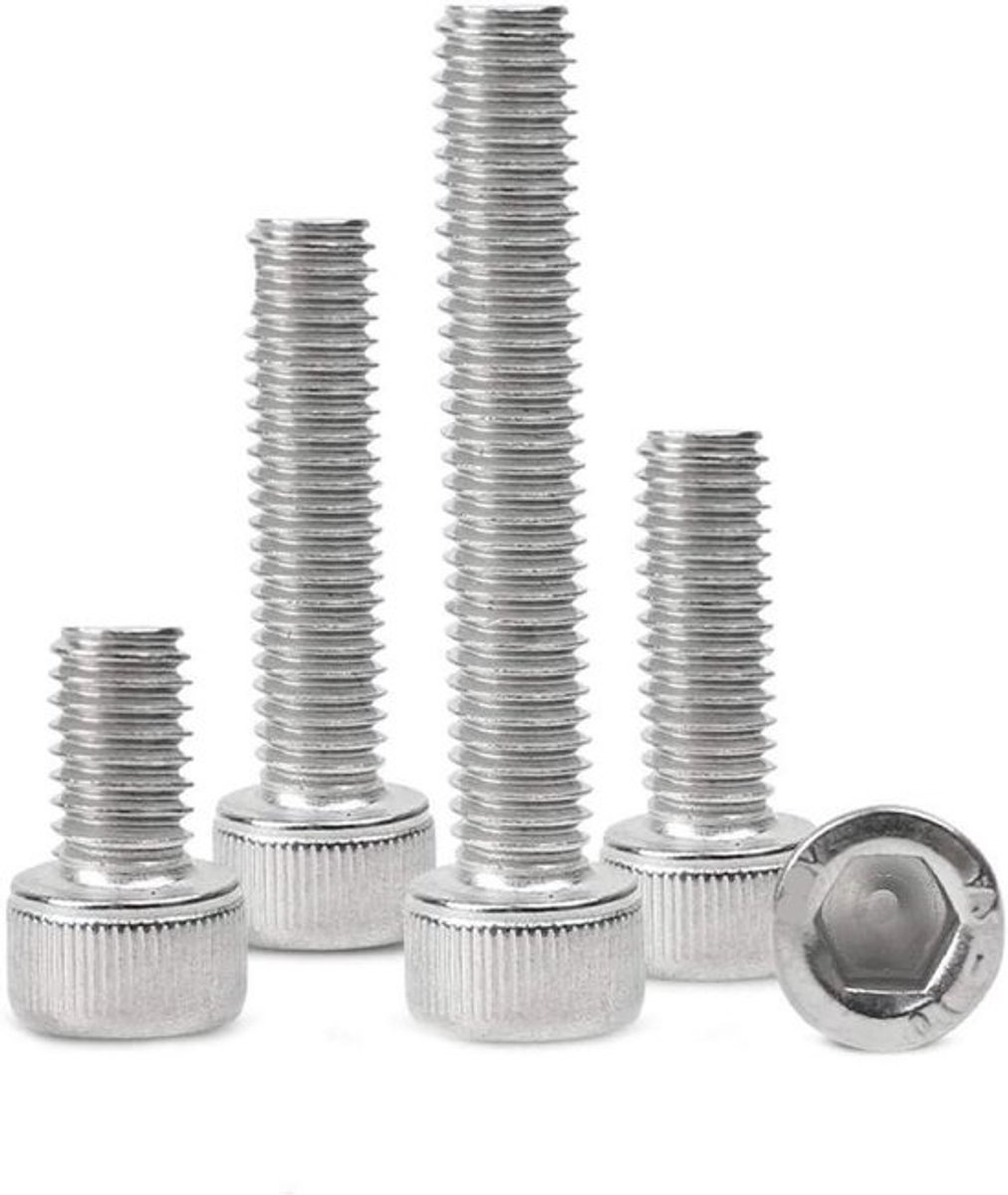 Binnenzeskantschroeven - Inbusbouten - Voor materiaalbevestiging - Roestvrij staal - M3 x 30 mm - Zilverkleurig