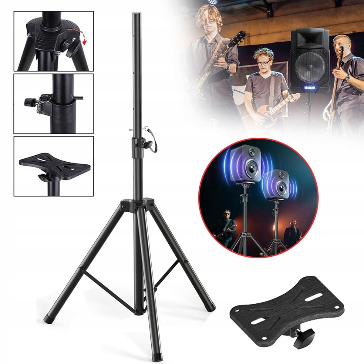 90-180 cm En 50 kg – 35 mm Luidsprekerstatief Met Verstelbare Hoogte – Stevige Metalen Constructie En Rubberen Voet – Voor Thuisbioscoop, Concerten, Feesten En Studio's