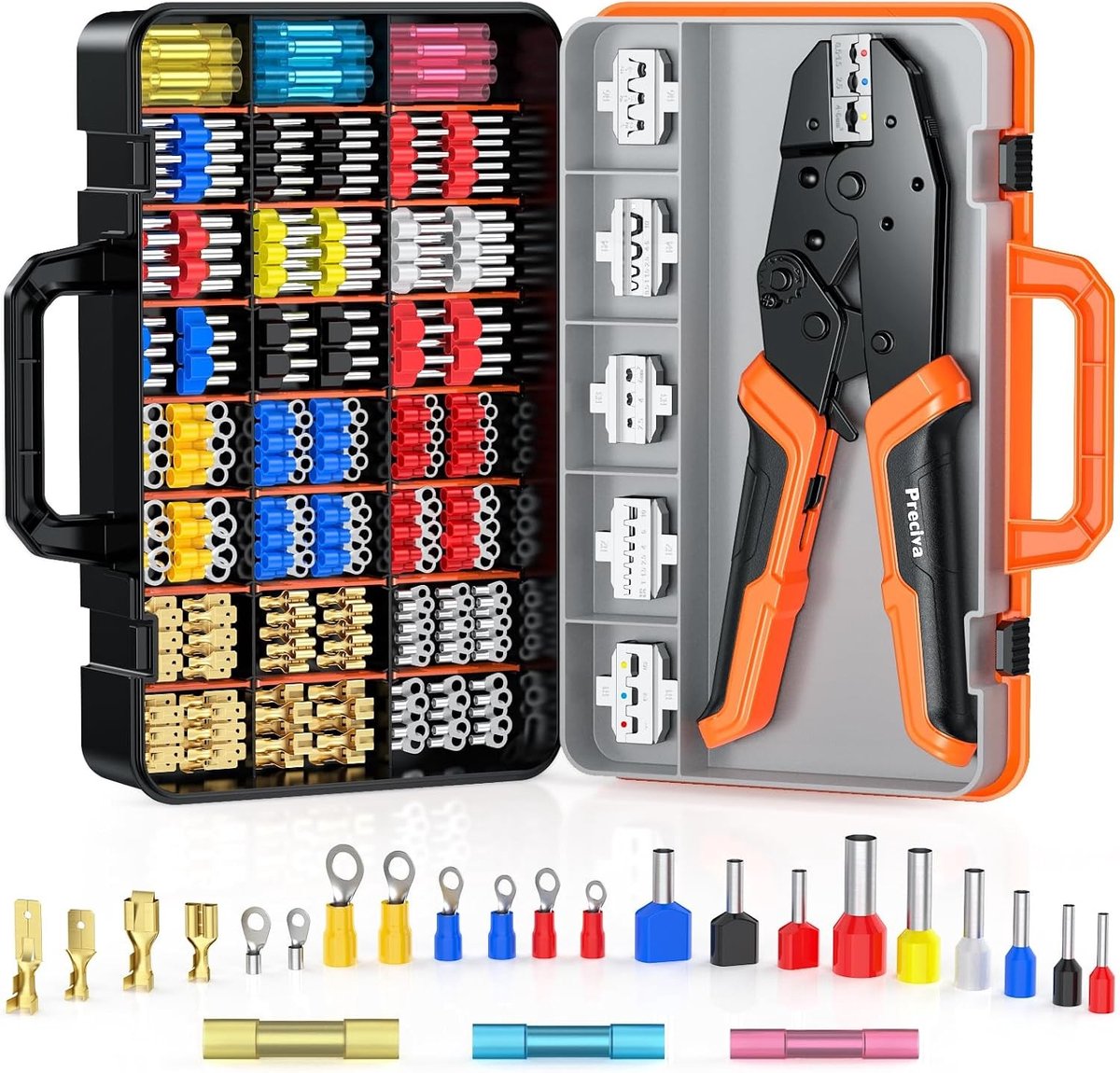Set van Crimping Tangen met Opbergdoos, 6 Verwisselbare Koppen voor Snelle Crimpverbindingen en Precisiewerk