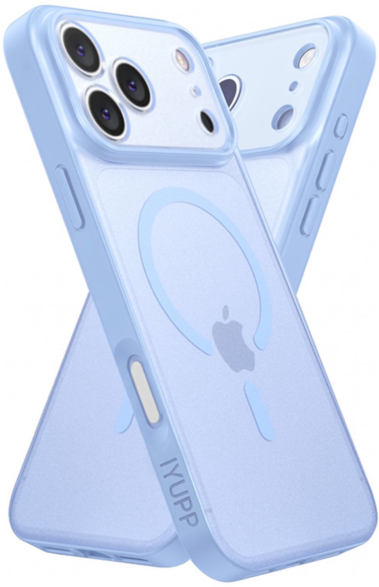 IYUPP Hoesje Geschikt voor iPhone 18 Pro Hoesje - Geschikt voor MagSafe - Shockproof Back Cover - Blauw Transparant