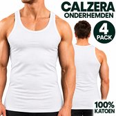 Calzera 4 Pack Onderhemden - Hemden heren - Premium Kwaliteit - Onderhemd heren - 100% Gekamd Katoen - Wit - Maat XXL