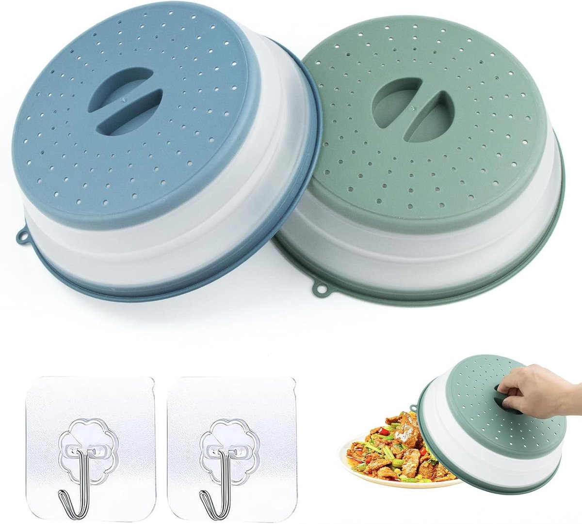 Microwave Covers Foldable 26.5 cm Splash Guard with Hook and Ventilation Strainer Heat Resistant Space Saving for - ShopVlot