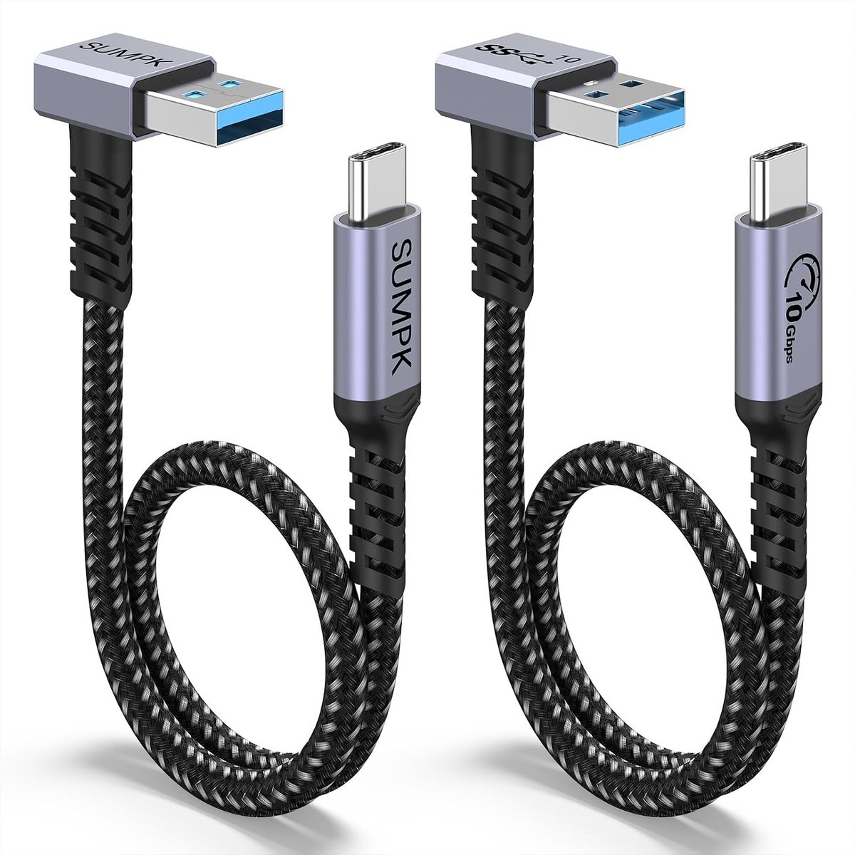 10 Gbps USB C Android autokabel 0,5 m [2 stuks], haakse nylon gevlochten sneloplaadkabel compatibel voor iPhone - ShopVlot