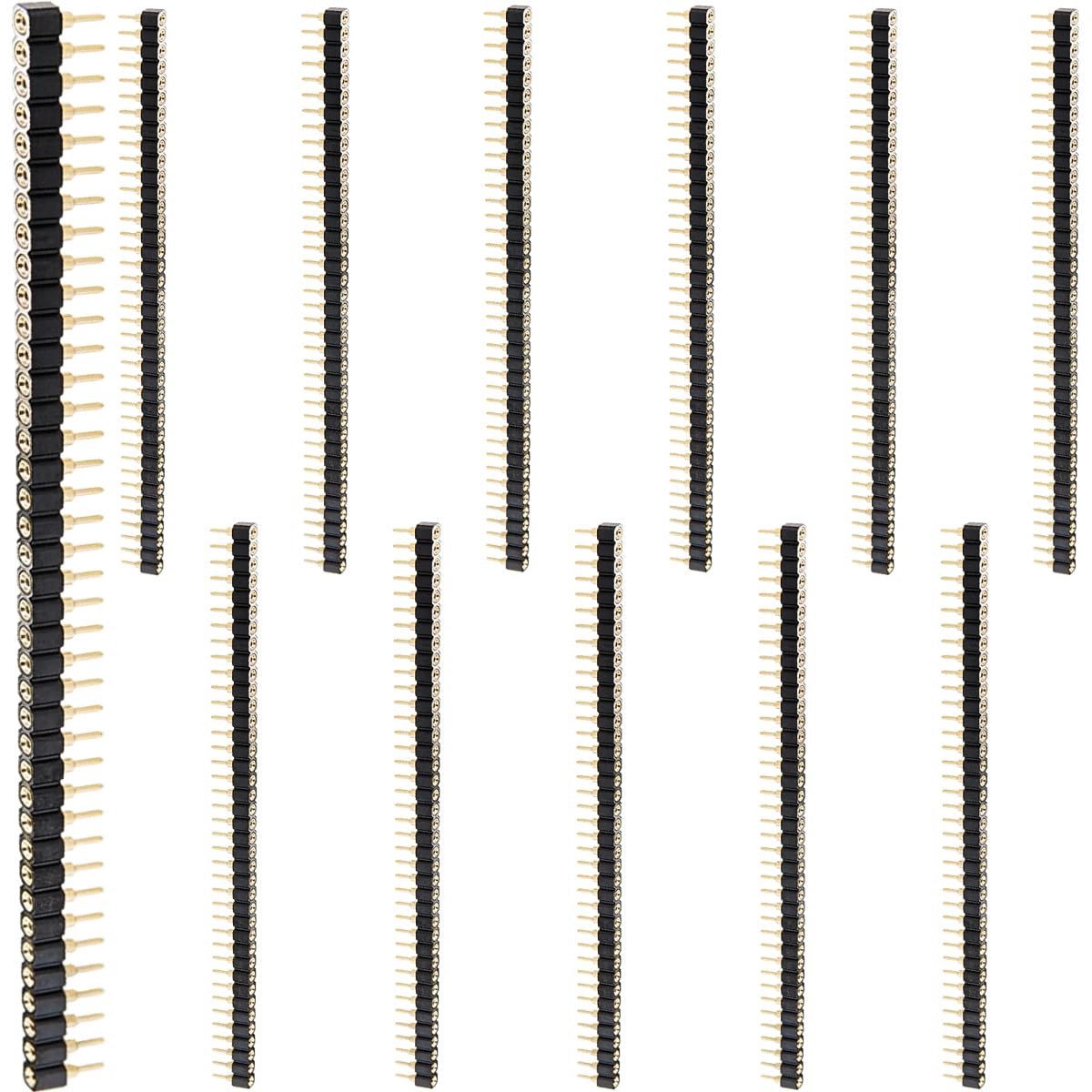 Stiftbussen 2,54 mm - verguld - 40 pins enkel rij - ideaal voor elektronica projecten - ShopVlot