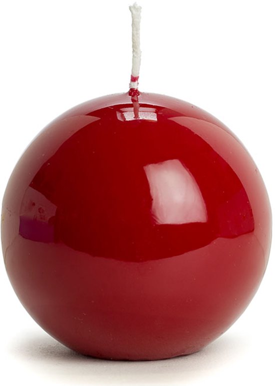 Antiekrode hoogglans bolkaars, 8 cm.