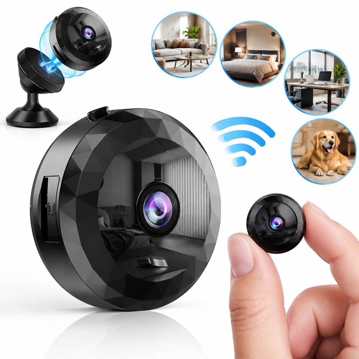 VHV - Spy camera wifi met app - Mini camera met Audio en Video - 1080P HD - Verborgen camera - Bewakingscamera voor buiten en binnen - Camerabewaking - Beveiligingscamera
