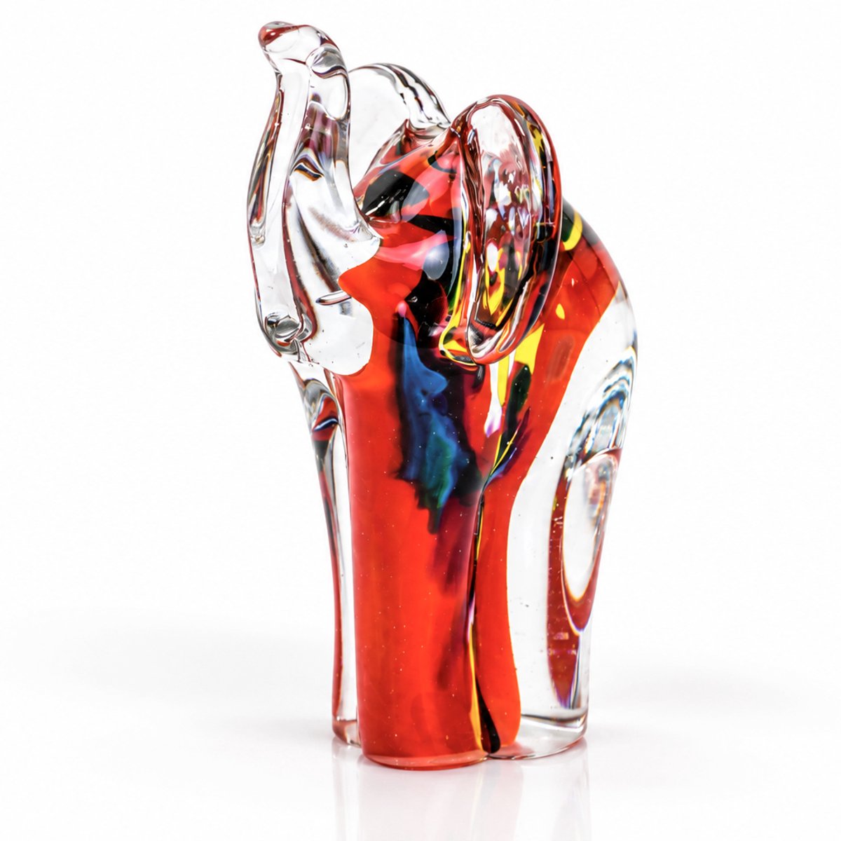 Glazen Olifant Beeld Rood – Decoratief Olifantenbeeld – 12 cm
