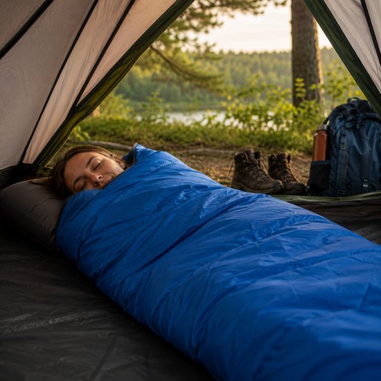 Camp Active Slaapzak Volwassenen - Zomerslaapzak voor 5°C tot 10°C - 190 x 72 cm - Blauw van Camp Active — afbeelding 3