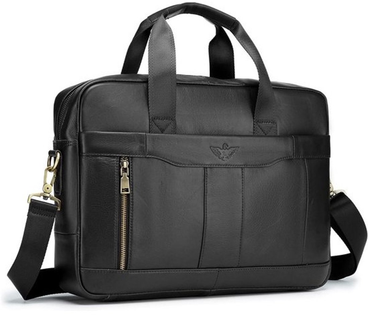 Leren laptoptas - voor 15.6 inch - Grote vintage schoudertas voor zaken - voor A4-documenten en reizen - perfect cadeau voor mannen in het bedrijfsleven