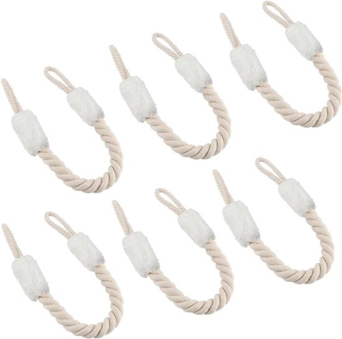 Set van 6 Deurkoorden van Katoen - 60 cm Lange Witte Deurlinten met Klembeveiliging voor Veilig Gebruik
