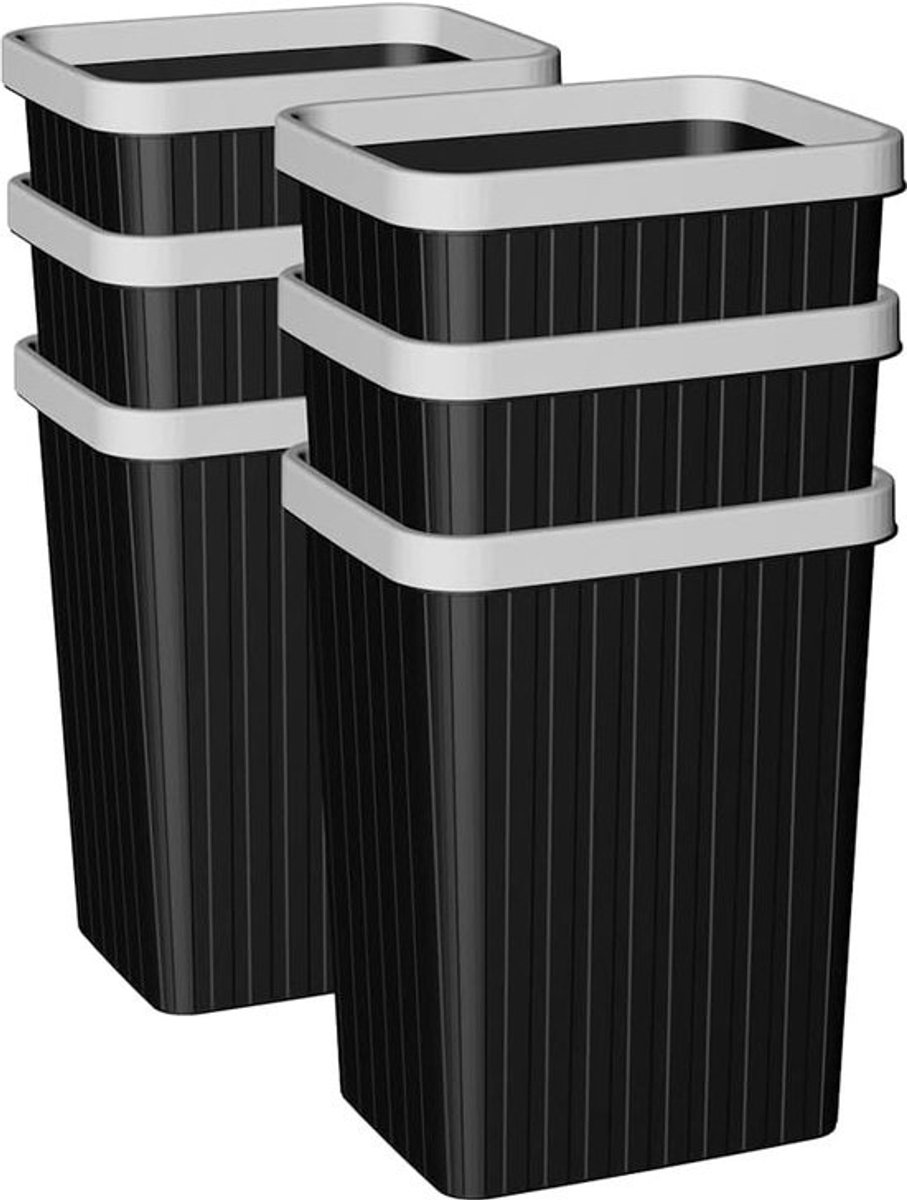 8,2 L x 6 set, prullenbak, prullenbak, afvalbak voor badkamer, keuken, thuiskantoor, slaapzalen, zwart
