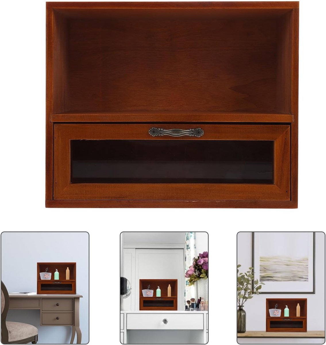 Bureau Organizer - Opbergbox Lades - Opbergrek met twee niveaus - Cosmetica opbergrek - Thuiskantoor organizer - Met bekerhouder en lades - Geschikt voor aanrechtbladen in kantoor en keuken - 31 × 11.5 × 24 cm
