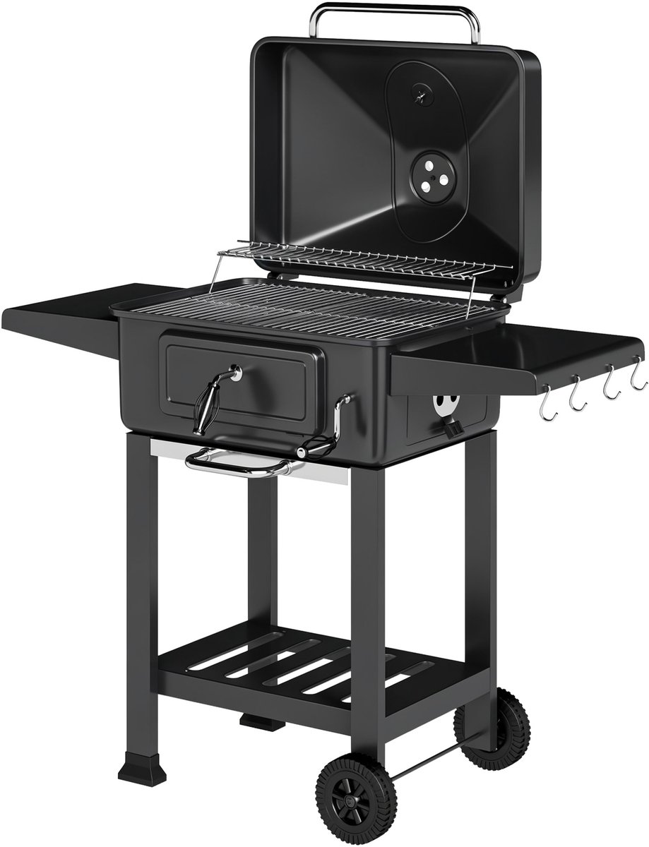 Barbecue 112x63x101,5cm Zwart Metaal Buiten barbecue Stevig en duurzaam Praktisch en mooi Te gebruiken in de binnenplaats, de tuin en buitenshuis