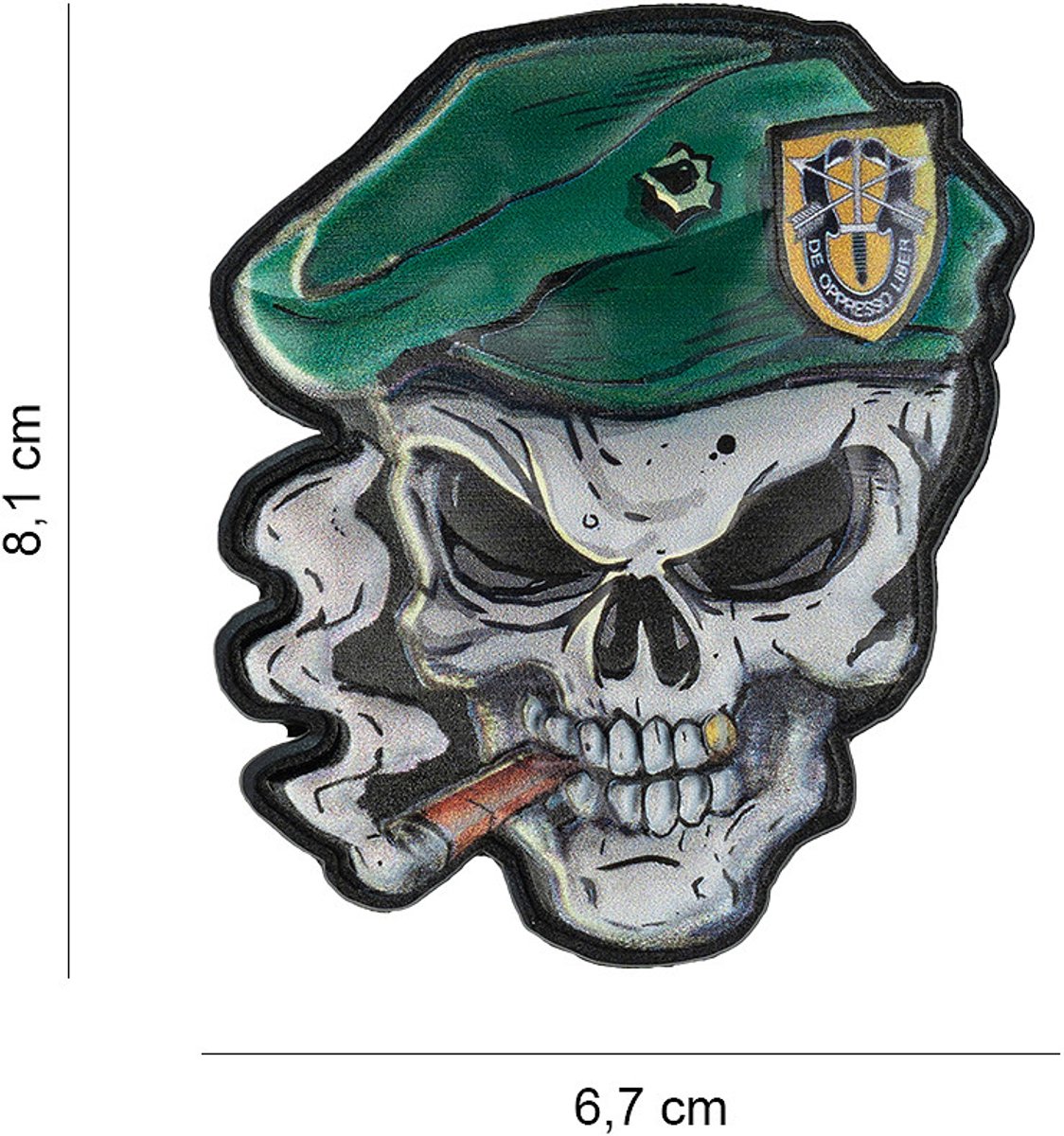 Embleem 3D UV Skull green beret #8037