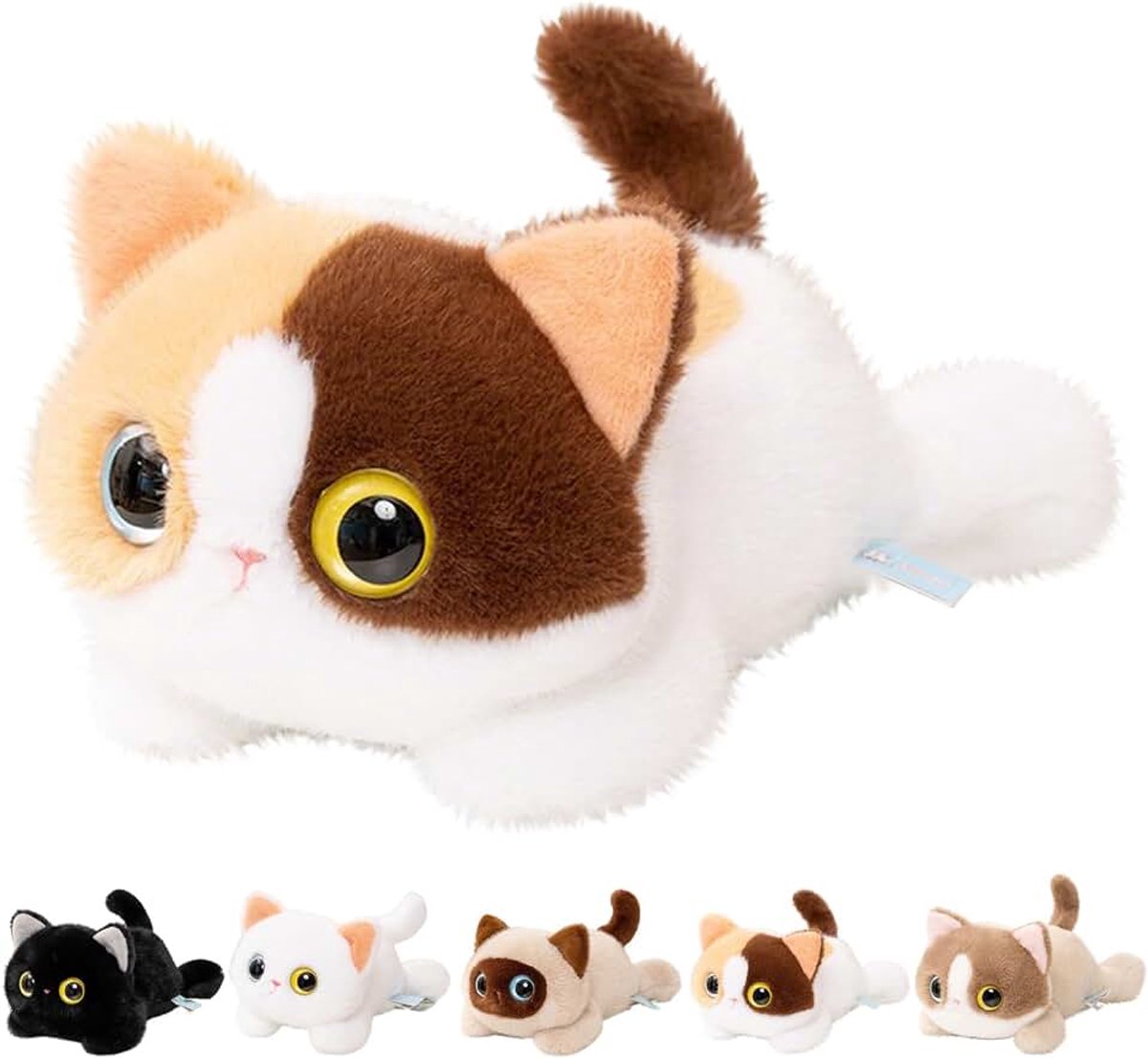 Pluche dieren voor kinderen en volwassenen, zacht knuffelkussen voor meer geborgenheid (Schalige kat)