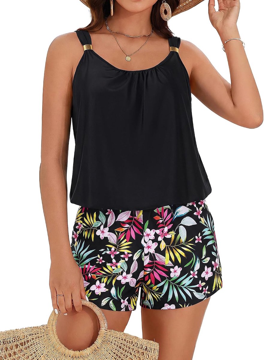 Nikole Romper badpak dames sport, push-up eendelig badpak met shorts, boyleg shorts met zakken, bescheiden modeste badmode mokini 2026