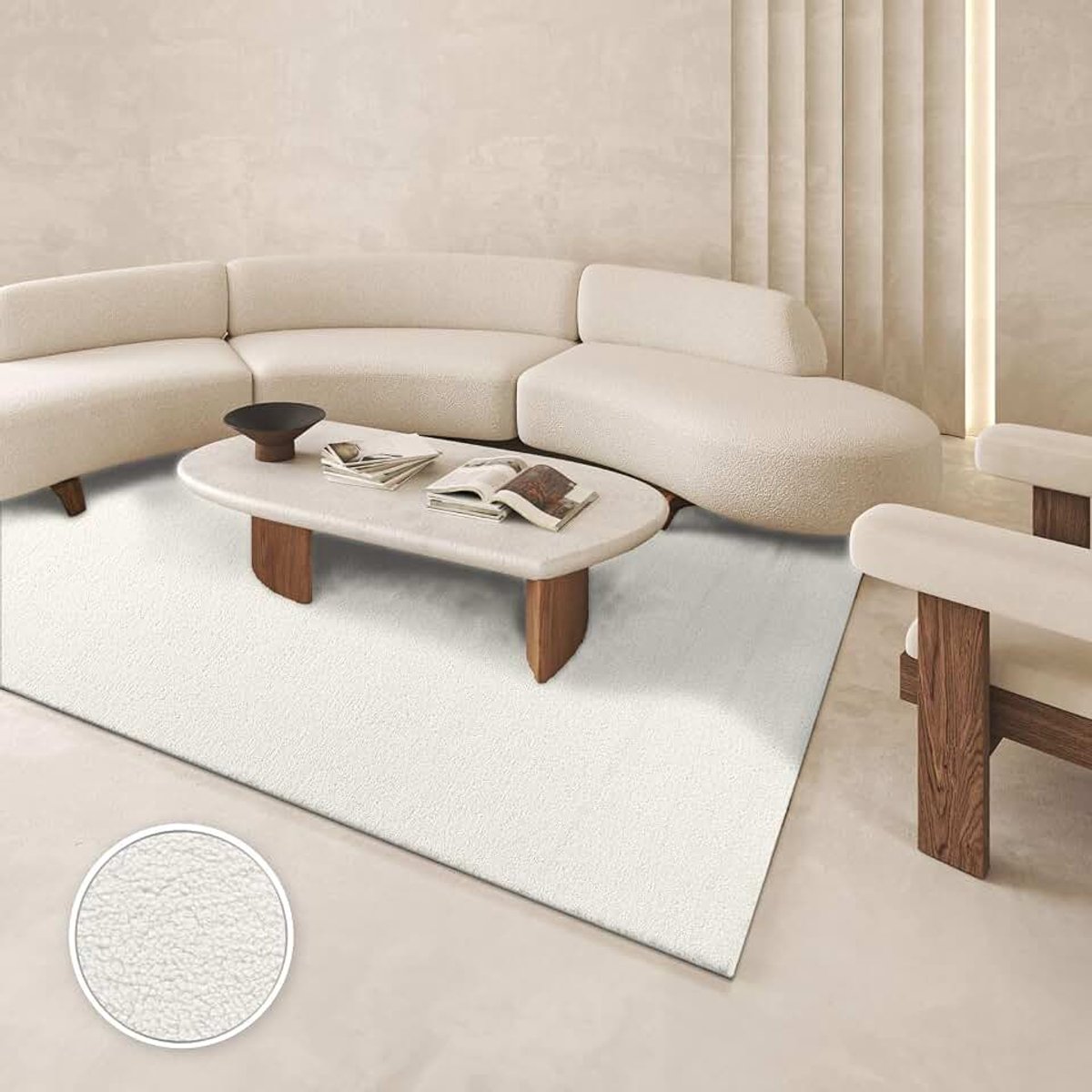 Home Woonkamerkleed Kinderkamer Slaapkamer Langpolig Effen Kleuren Imitatiebont Teddy Zacht Moderne Stijl Wasbaar, Kleur:Crème, Maat:120x160 cm