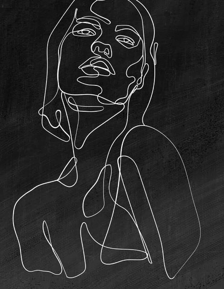 Black Line Art Women Notebook/ Journal