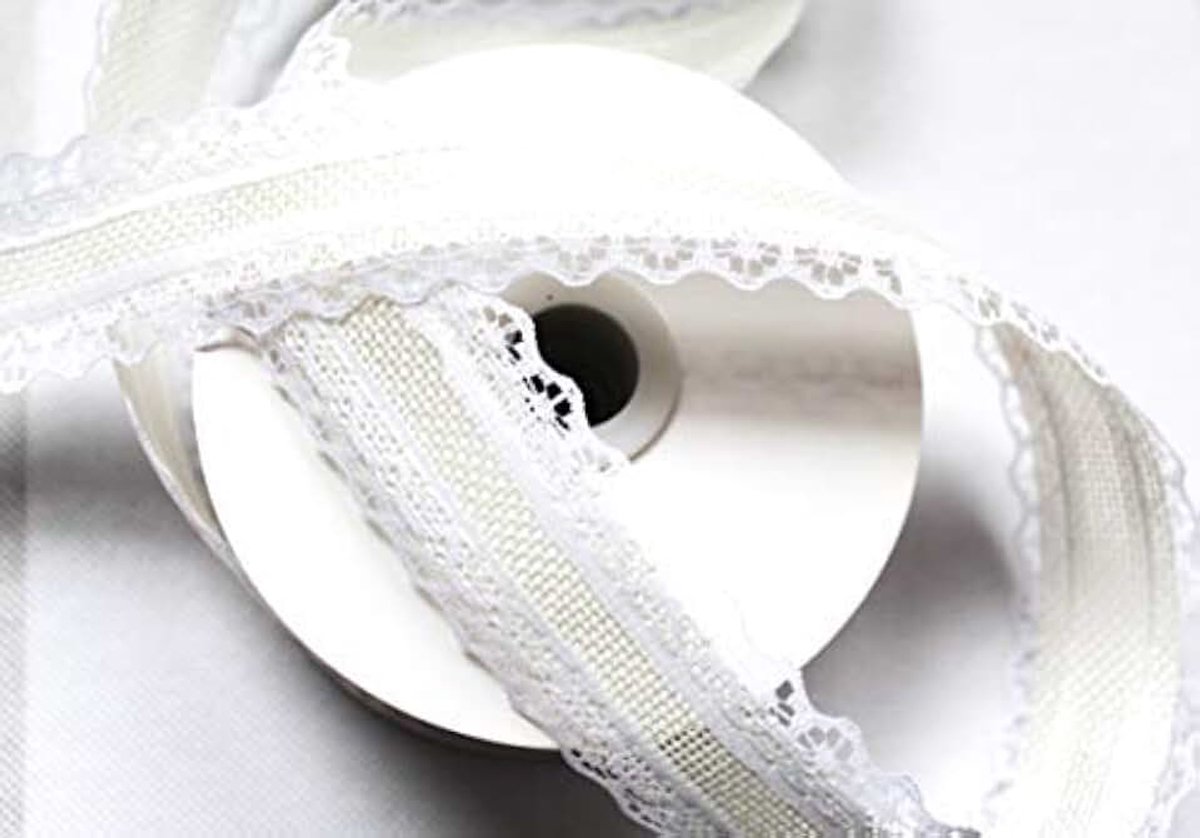 10 m linnen lint 30 mm linnen met kant kant lint jute jute Hessisch kant 3 cm breed kant (crème)