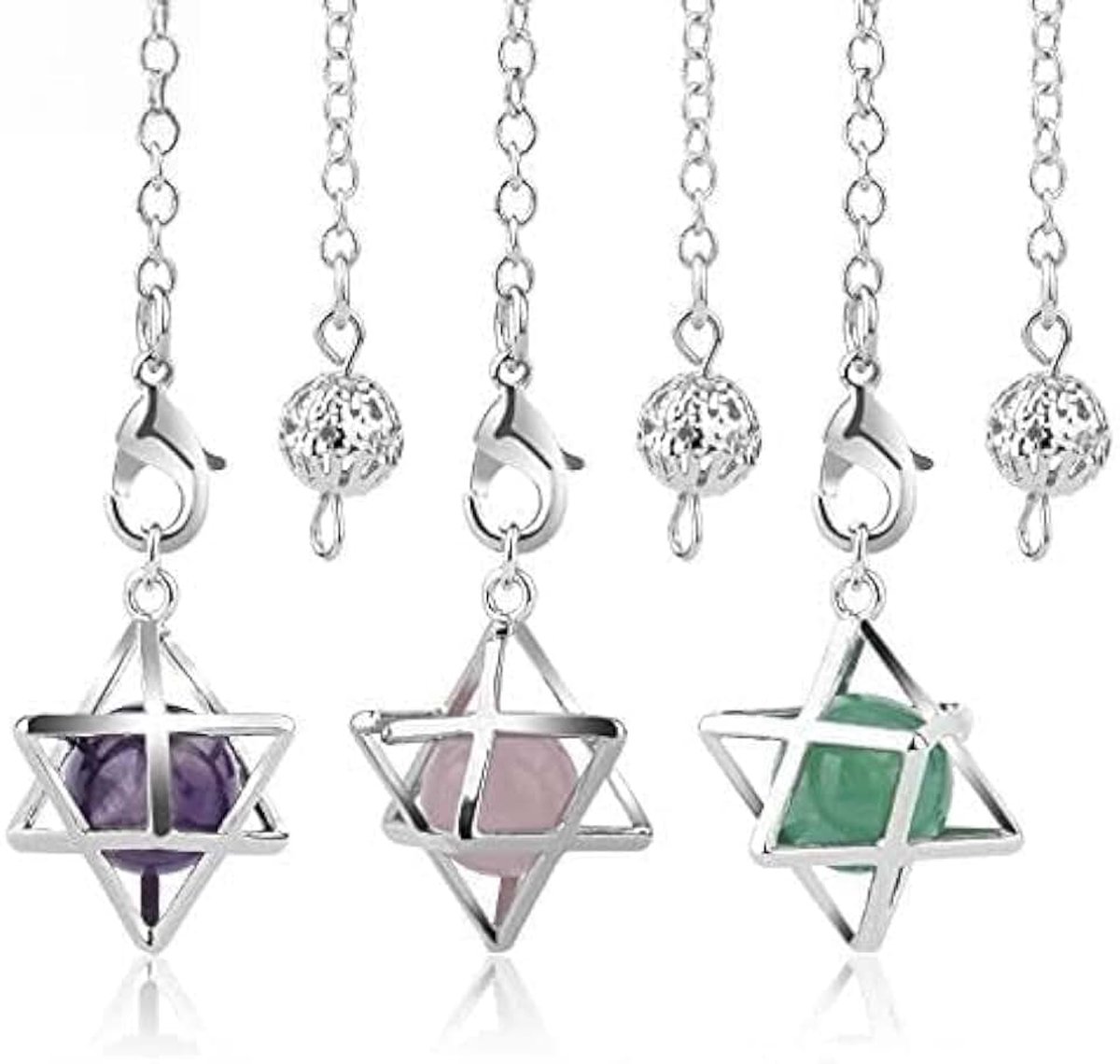 Wicca Drowsing Hexagram Pendule Ronde Crystal Quartz Kralen Hangers Sieraden F975