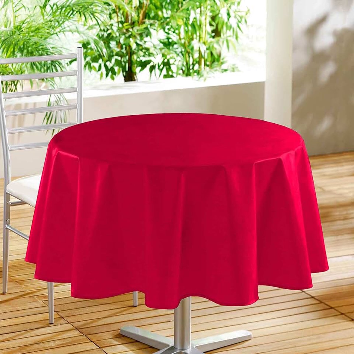 Douceur d'intérieur, Rond tafelkleed (diameter 160 cm) Declino rood, pvc bedrukt