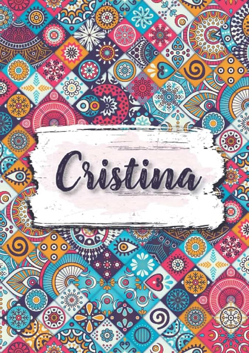 Taccuino A5 | Nome personalizzato Cristina | Regalo di compleanno per moglie mamma sorella figlia ... | Design: fiori etnici | 120 pagine a righe, piccolo formato A5 (14.8 x 21 cm)
