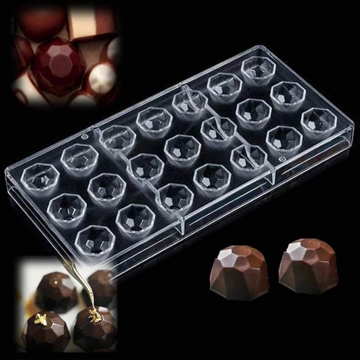Chocolade Mold,Transparant Chocoladevorm met 21 Holtes Herbruikbare Chocoladevormen voor Doe-het-Zelf chocolade Ijsblokjes Snoep
