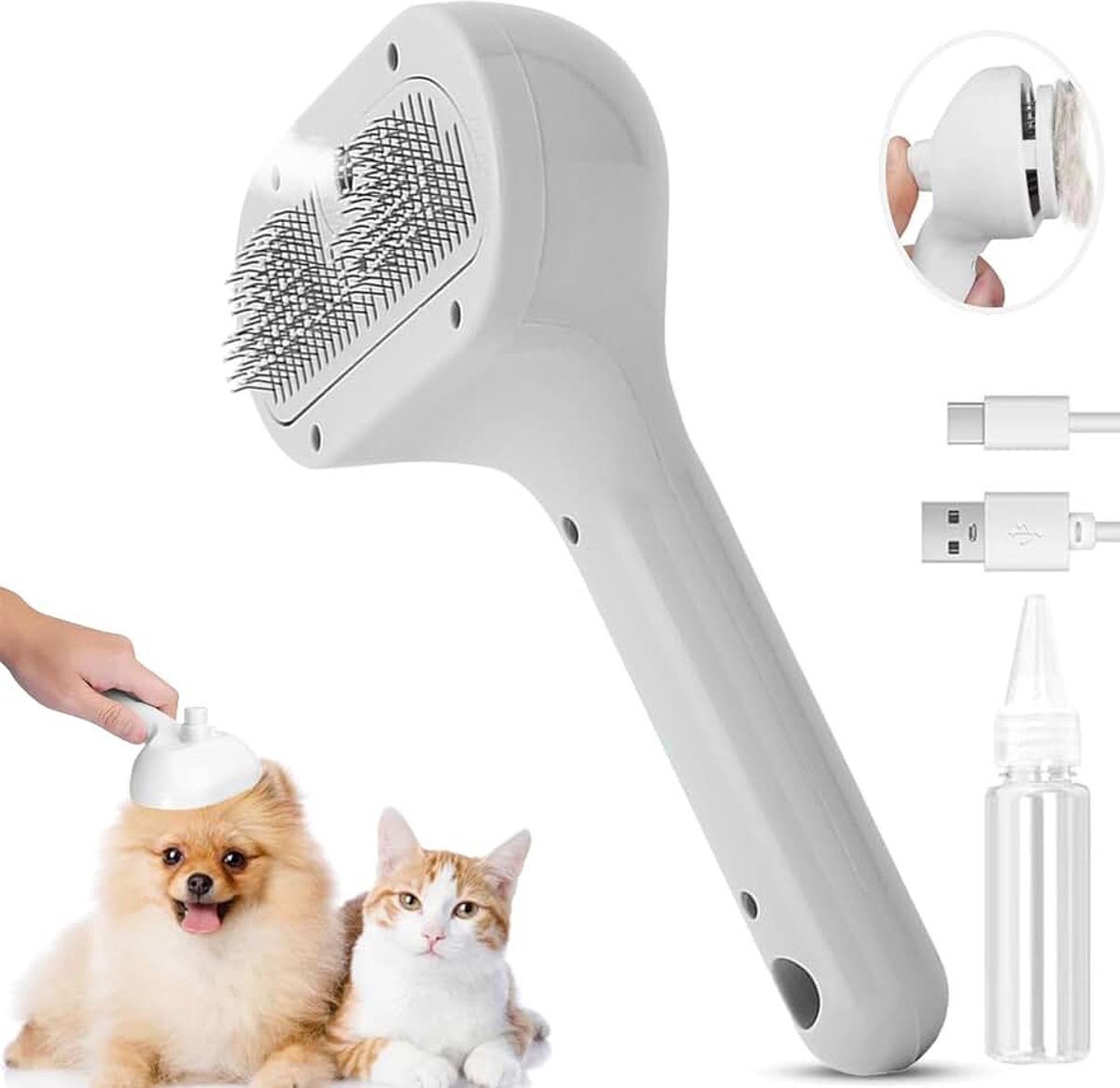 Comb Huisdierverzorgingsborstel met spray, verwijdert statisch en vliegend haar