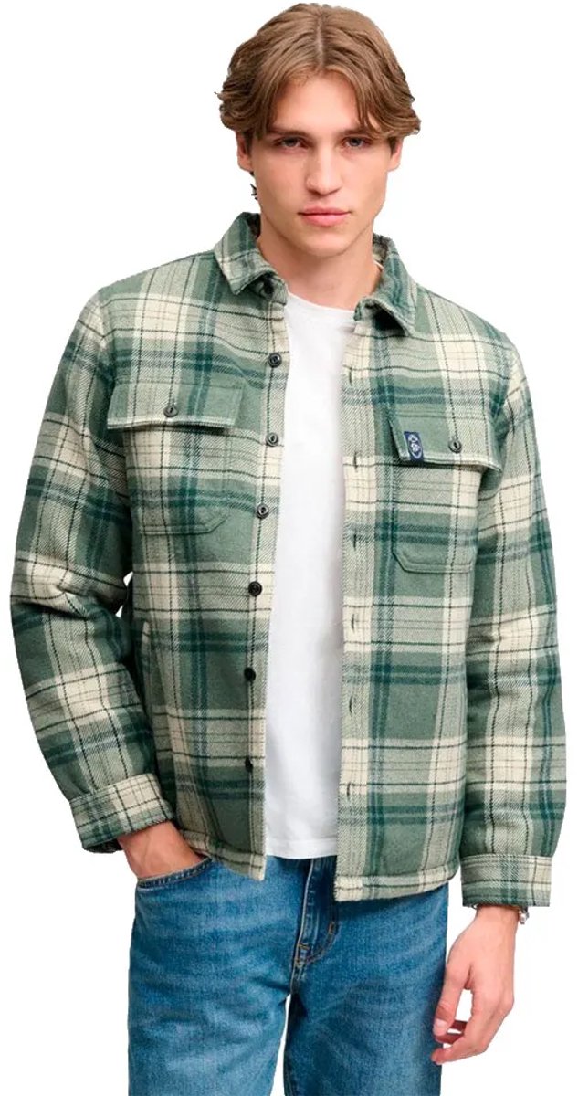 Superdry Borg Lined Miller Overshirt oversized pasvorm Heren Lange mouwen shirts Groen
