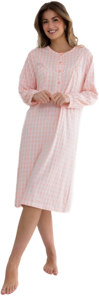 Cocodream Nachthemd 'Almond Peach' - Dames Nachtmode - Lange Mouw - Peach - Maat S