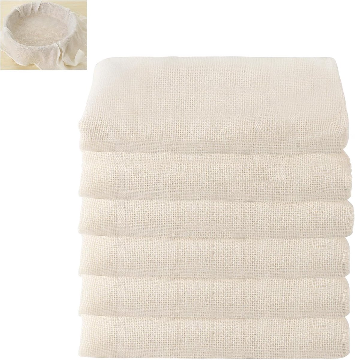 6 stuks kaasdoek, 50 x 50 cm ongebleekte kwaliteit 100 herbruikbare mousseline doeken voor het koken wasbare kaasdoeken voor het persen voor het filteren van sap, kaas, thee, koffie