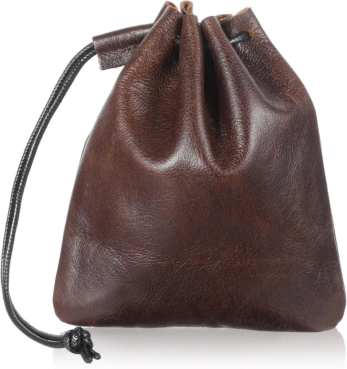 Tasje met trekkoord, koeienhuid sieraden opbergtas waterdicht muntenzakje retro portemonnee portemonnee voor sleutels oortelefoon (groot)