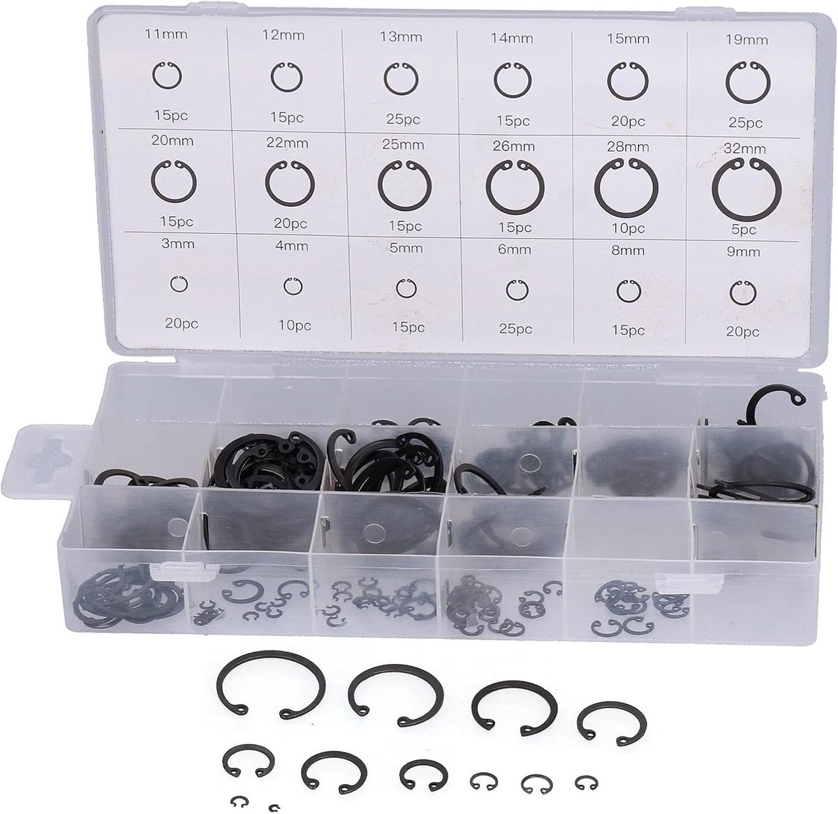 300 pc's Interne Circlip Ring Ring Kit, Universal Repairing Tool voor Winkel Home, Snap Assortment Kit, Legeringsstaal