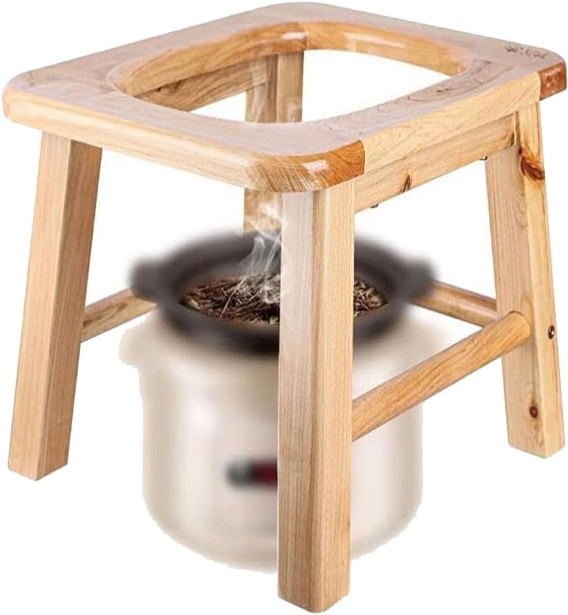 Stoomstoel met vier poten, driedimensionaal toilet, Yoni-stoomstoel, bedcommode stoel, badkamer antislip douchekruk, stoomstoel V stoom bij Hom Eattachment 15,7 "H (geen stoomboot)