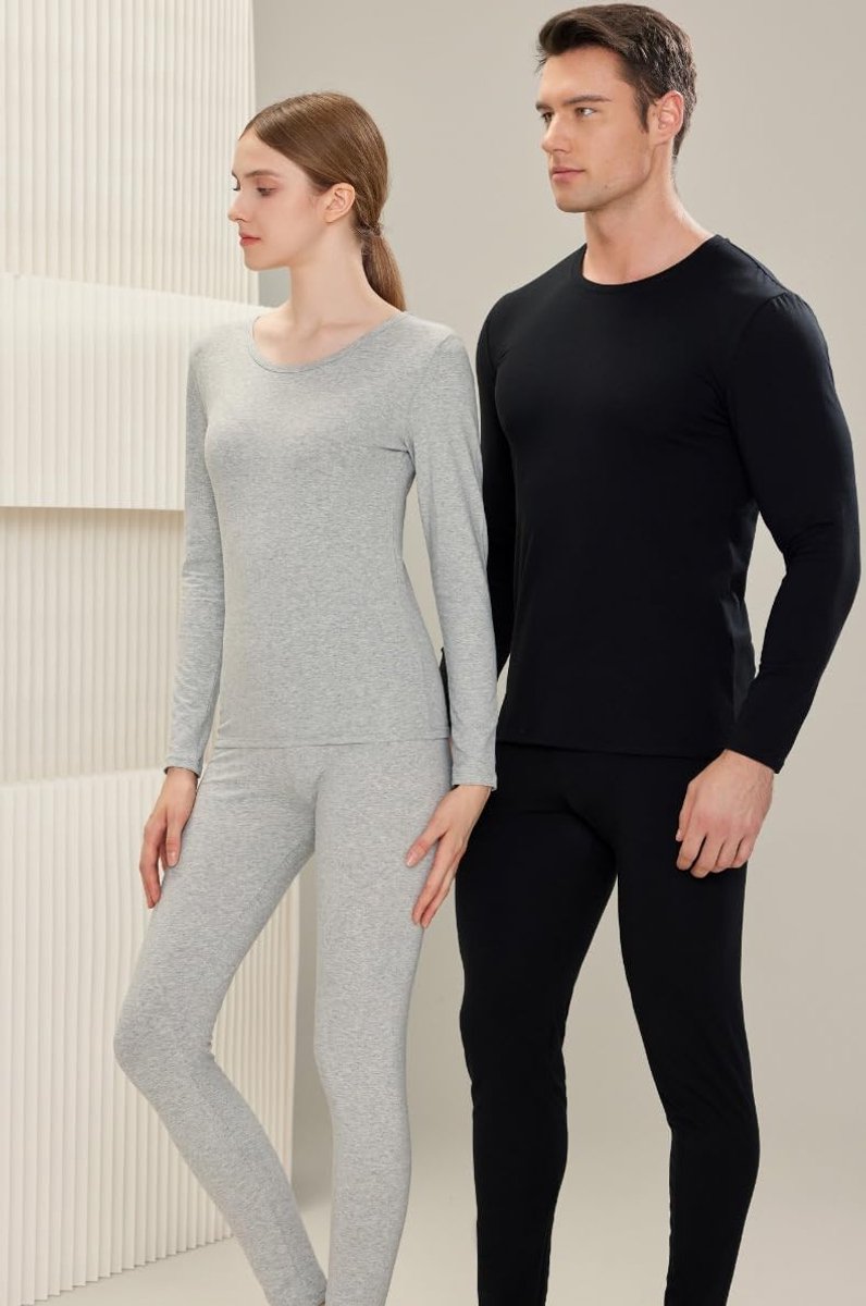 Thermo-ondergoed voor dames, set van katoen, ronde hals, lange mouwen, basislagen set