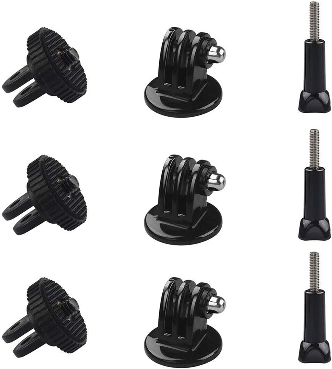 Adapter Mount met Camera Duim Schroef Compatibel met Gopro Hero 7/6/5/4/3/3+/2/1 Sessie SJ4000 SJ5000 Xiaoyi Actiecamera's (9 stuks)